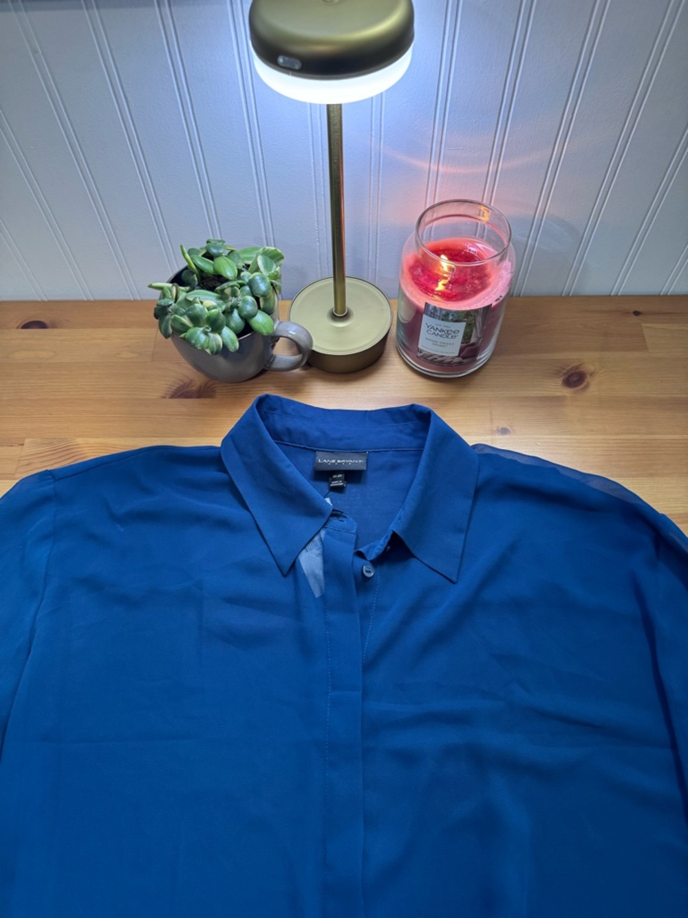 Lane Bryant Blue Sheer Button-Up Blouse Size 18/20 2X New With Tags